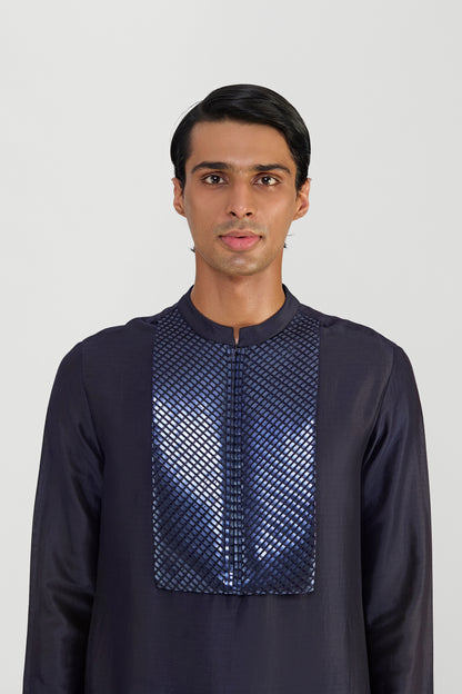 METALLIC CHANDERI SILK KURTA SET