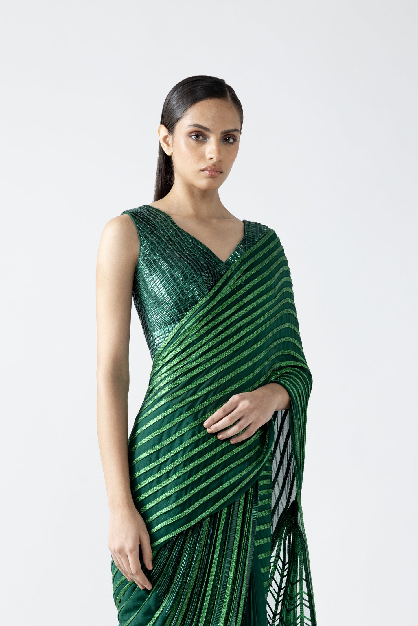 MOULDED TOP AND DRAPED SAREE