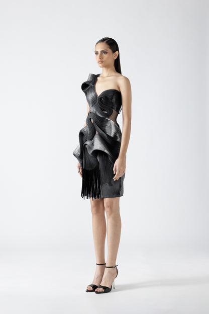 MOULDED METALLIC DRAPED DRESS