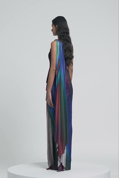 METALLIC WATERCOLOR  PLISSÉ SAREE